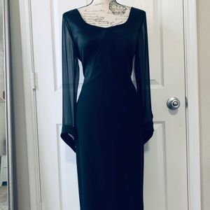 Harrods women black formal midi knee length dress